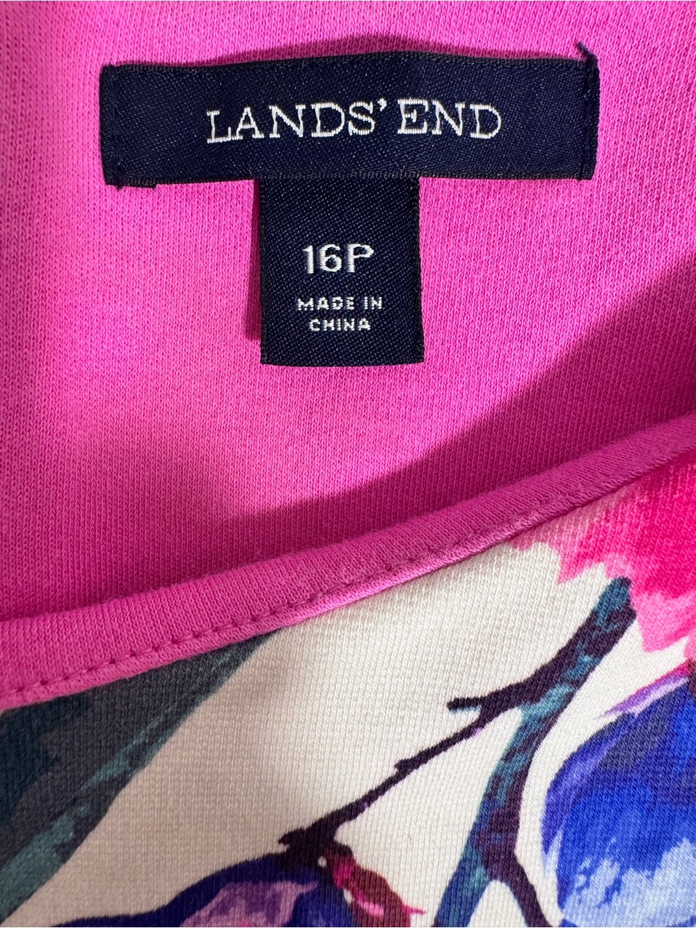 Lands' End Floral Ponte Sheath Dress Sleeveless Watercolor Stretch Size 16P - Picture 8 of 8